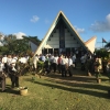 Long shadows by the end of the Dedication and commissioning service